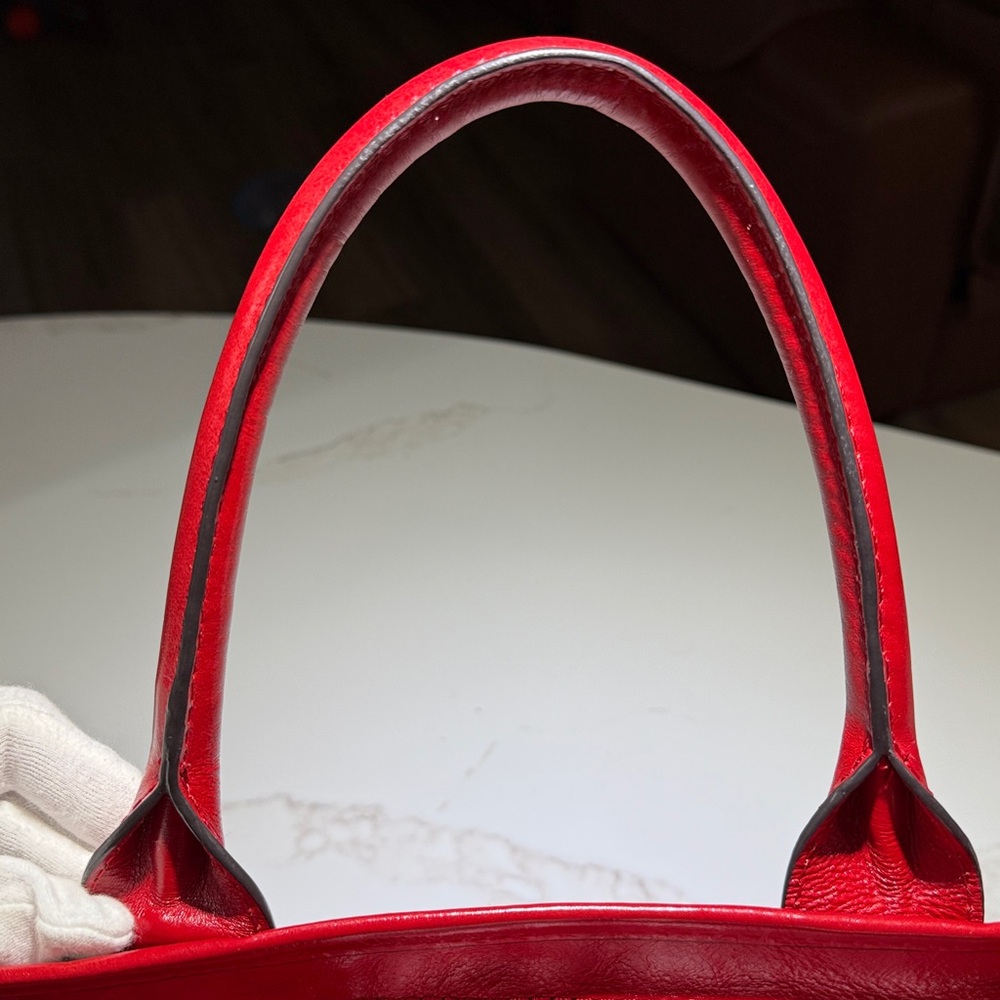 NEW MILLY Leather Crossbody/Shoulder Vintage Tote Bag, Red - Picture 14 of 16